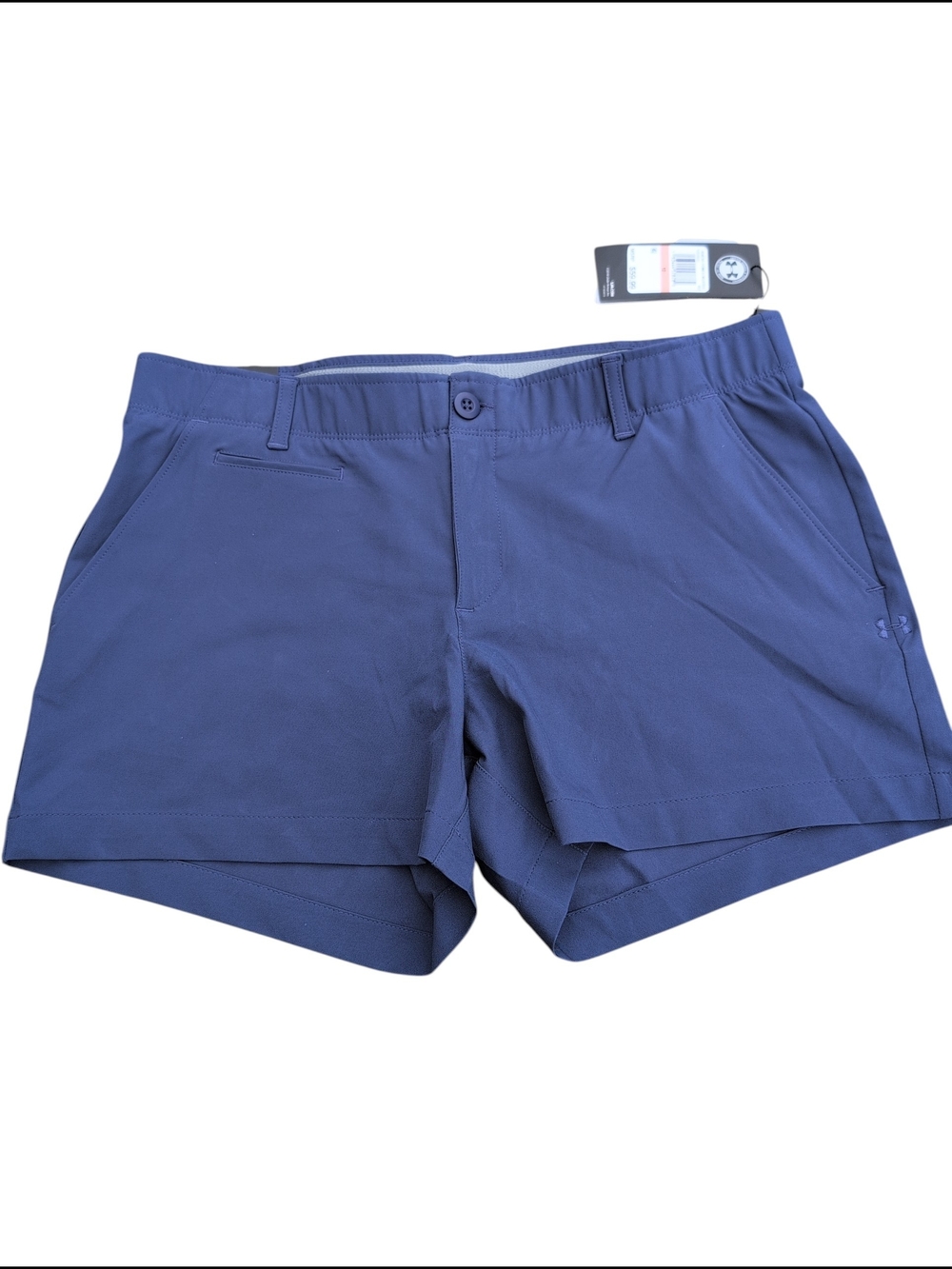 Nwt $59 Under Armour Women’s Blue Performance 9in Shorts Fitted Stretch 12